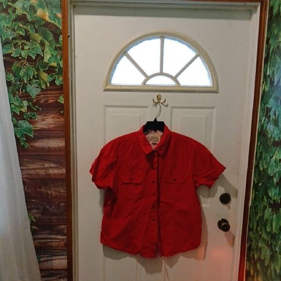 Ladies St John's Bay Short Sleeve Red Shirt - Picture 1 of 5